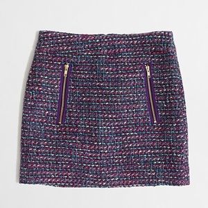 J. Crew Tweed Wool Mini Skirt with Gold Zippers